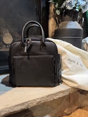 Ayla & Co Black Leather Diaper Bag